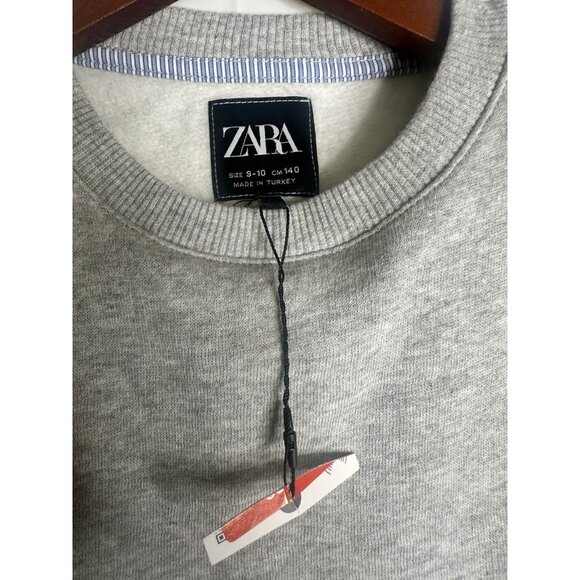 Zara Gray Sweatshirt Stripped Dress Shirt Attached Long Sleeves Girls Size 9-10 - Picture 5 of 10